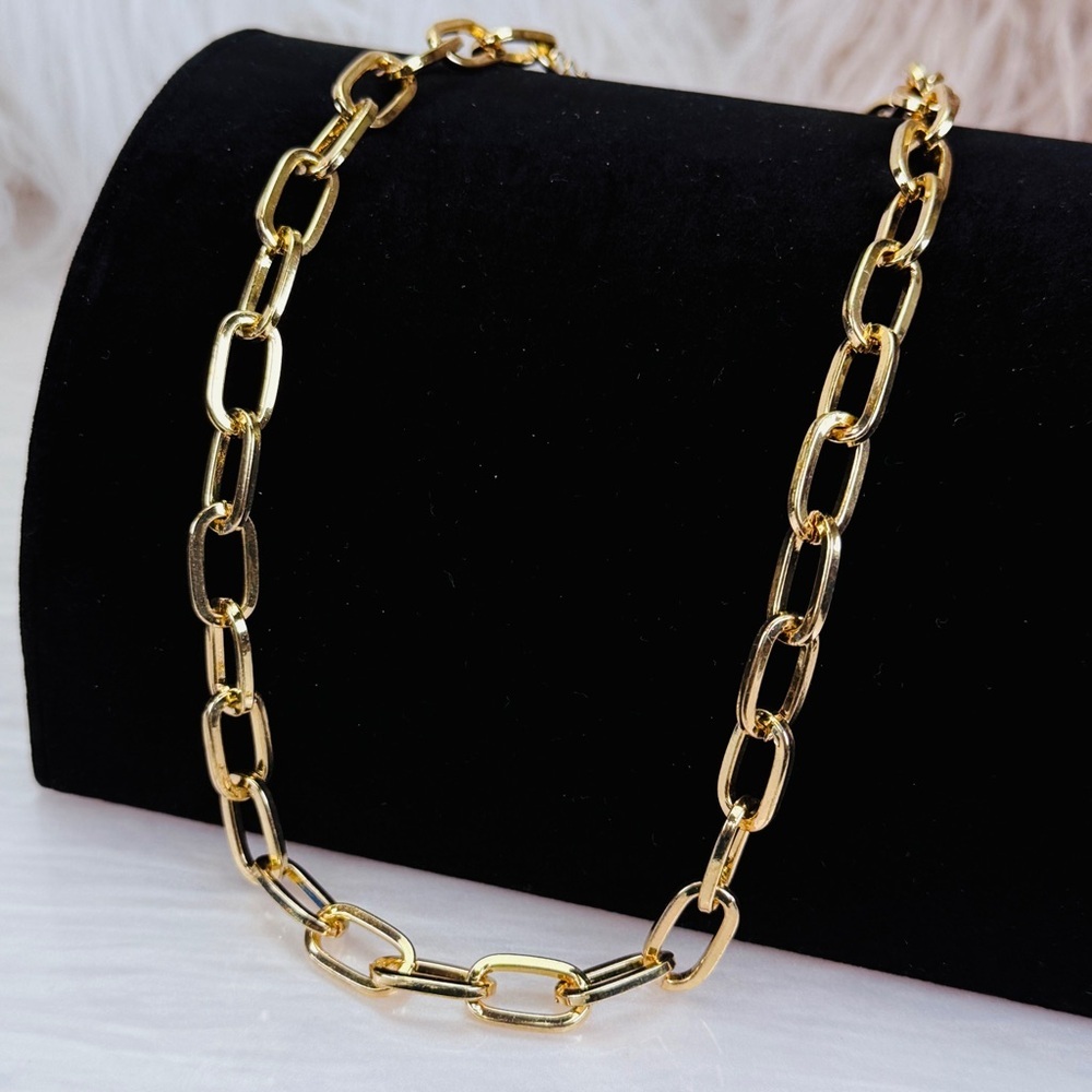 Goldtone, large linked costume chain necklace
